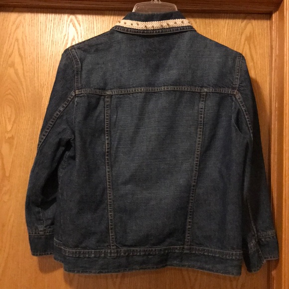 Vintage barn jean jacket macrame bead trim silver heart buttons 3/4 sleeve EUC - Picture 11 of 11